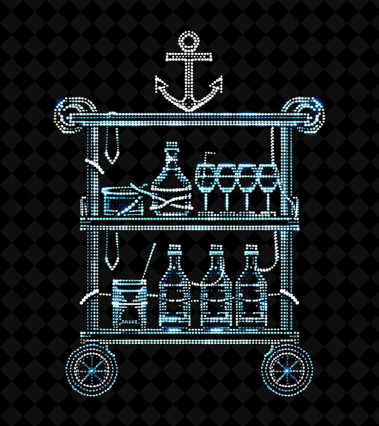 PSD carros de barras de estilo náutico de 8 bits con diseños de anclaje y colección de diseños únicos de png para el año 2000.