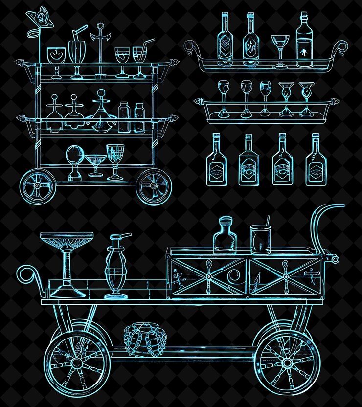 PSD carros de barras de estilo náutico de 8 bits con diseños de anclaje y colección de diseños únicos de png para el año 2000.
