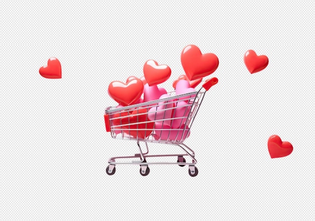 carros de compras y corazones