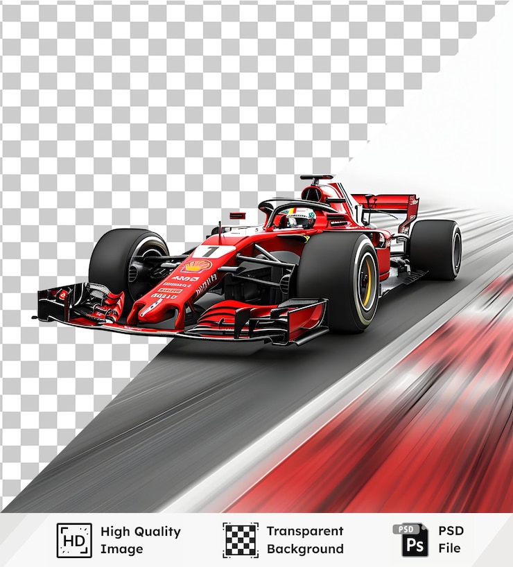 PSD carros de corrida vermelhos aceleram na pista em psd transparente