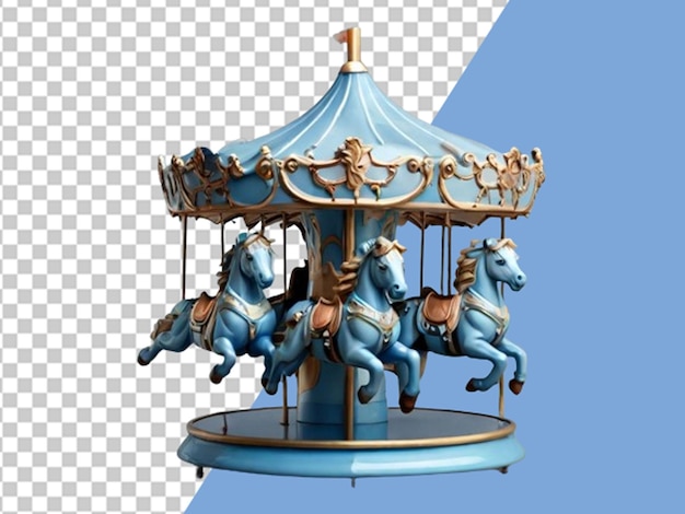 Carrossel azul com cavalos bonitos