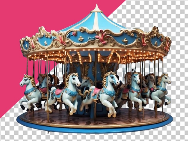 PSD carrossel azul padrão com cavalos bonitos