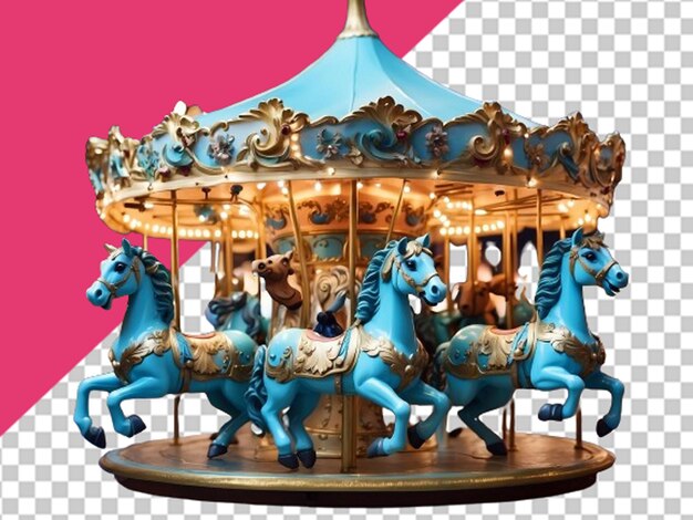 Carrossel azul padrão com cavalos bonitos