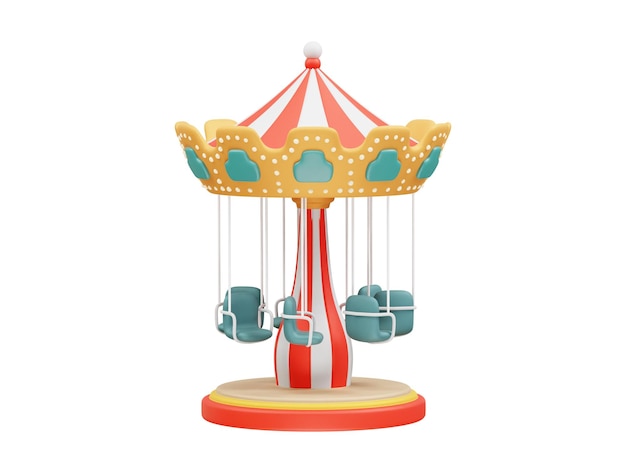 Carrossel de diversão Icon 3D Ilustração renderização