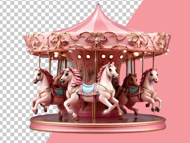 PSD carrossel rosa com cavalos bonitos.