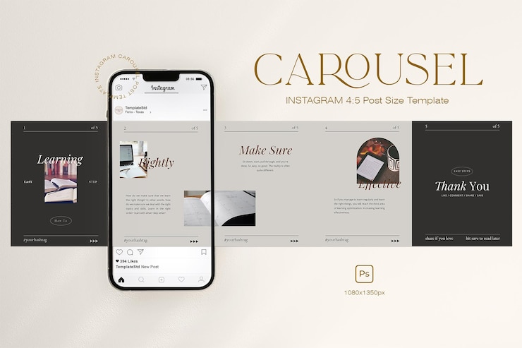PSD le carrousel d'instagram pour les médias sociaux