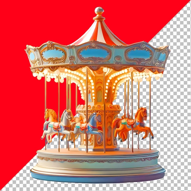 PSD un carrousel vintage isolé sur un fond transparent