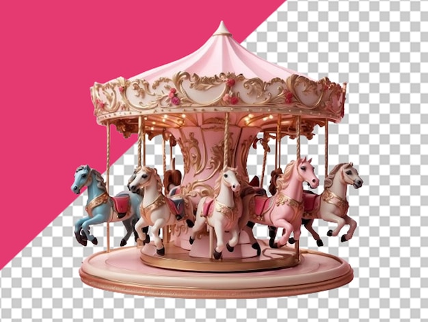 PSD carrusel rosado predeterminado con caballos lindos