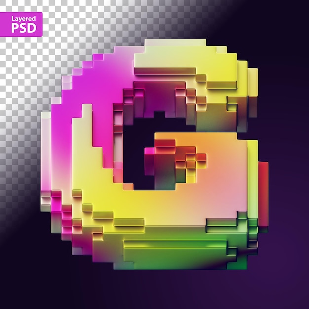 PSD carta 3d feita de pixels coloridos