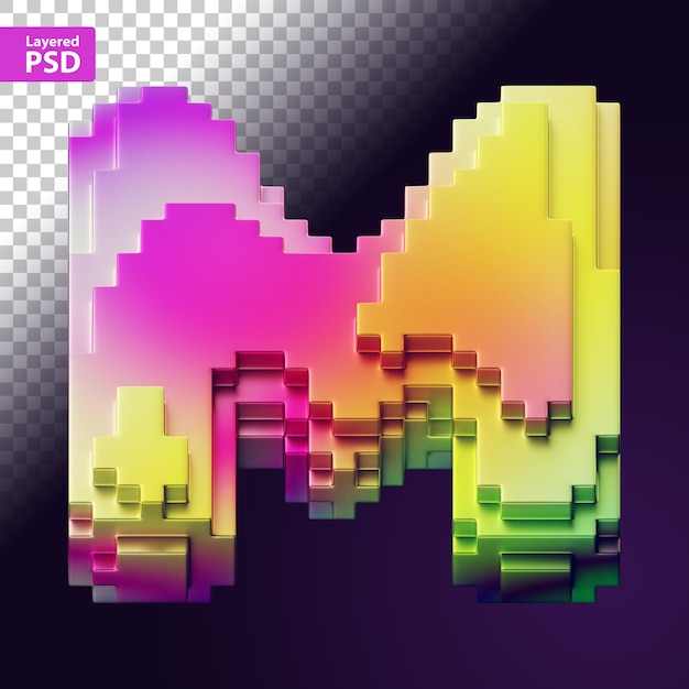 PSD carta 3d feita de pixels coloridos