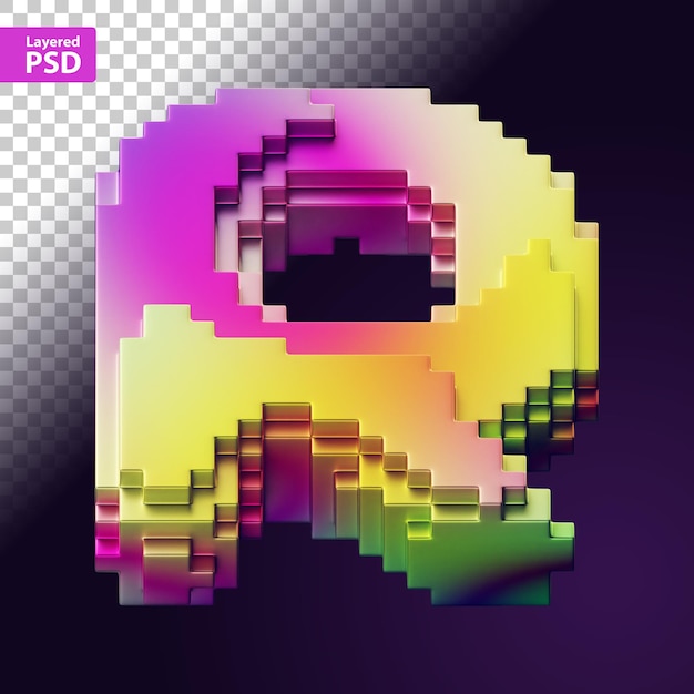 PSD carta 3d feita de pixels coloridos