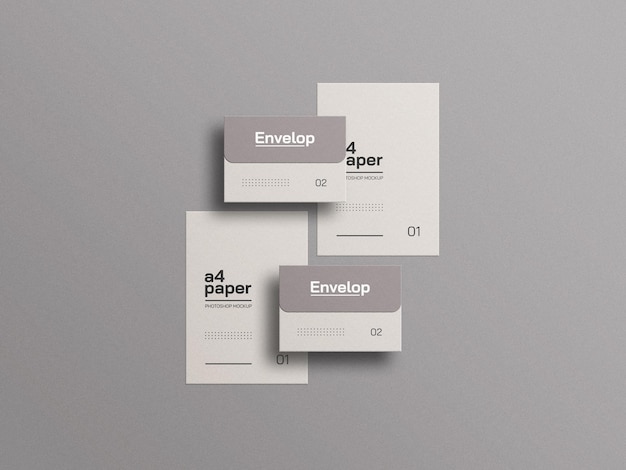 Carta A4 con busta mockup