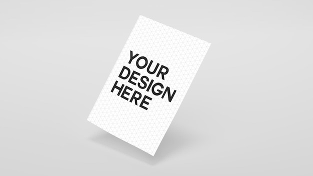 Carta A4 galleggiante su un mockup di sfondo pulito