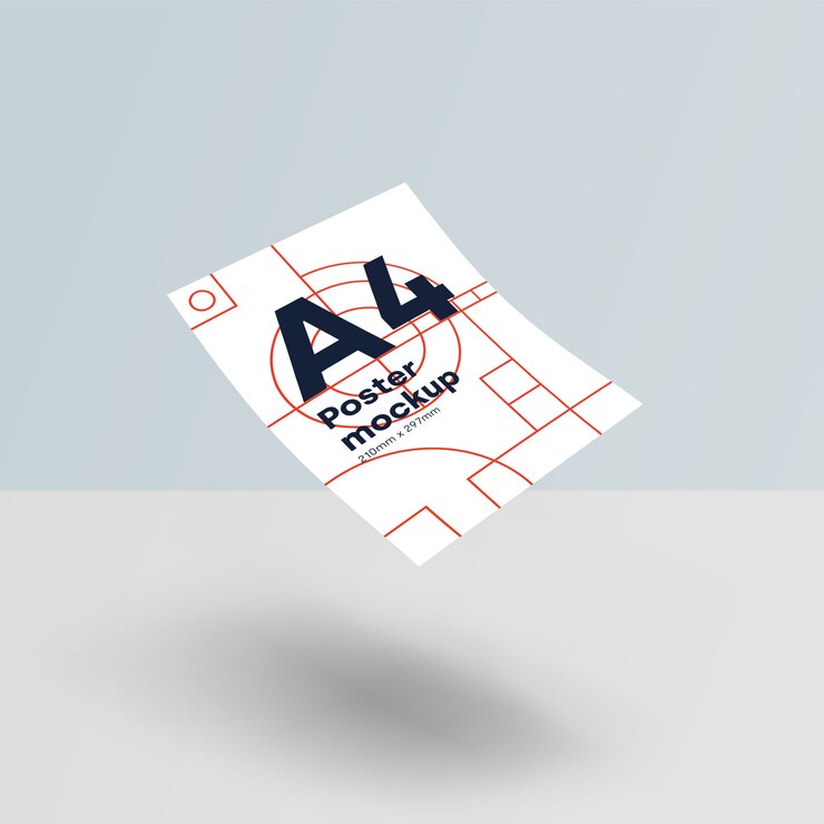 PSD carta a4 mockup gravità psd