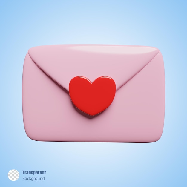 Carta de amor en diseño de render 3d