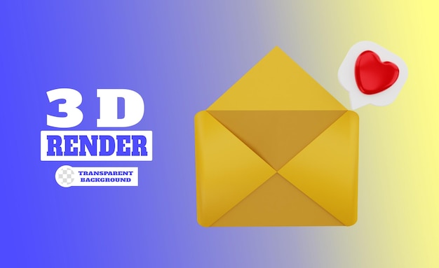 PSD carta de amor de renderizado 3d