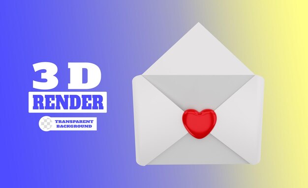 PSD carta de amor de renderizado 3d