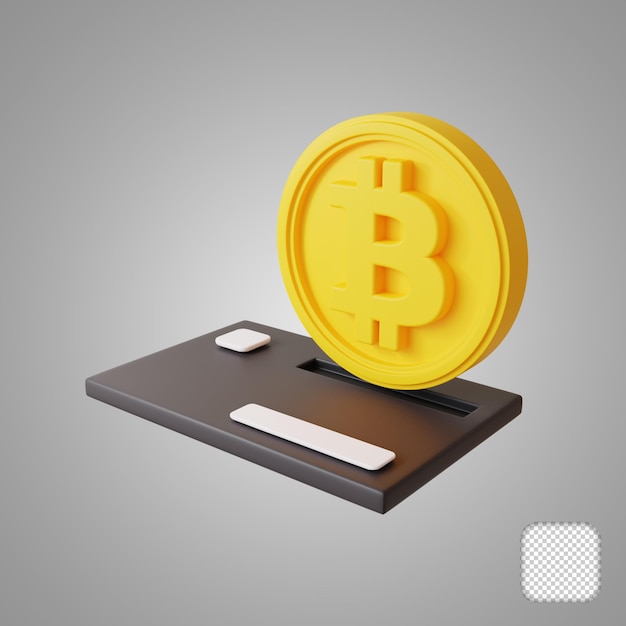 Carta bancaria Bitcoin e contanti illustrazione 3D