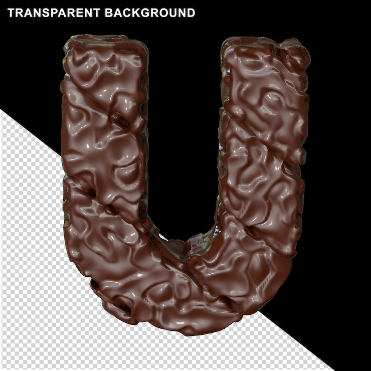 PSD carta de chocolate. 3d letra u