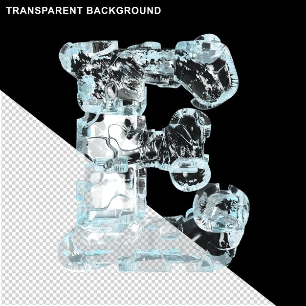 Carta de la colección de símbolos de hielo. 3d letra mayúscula E