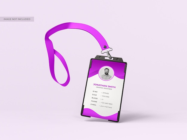 Carta d'identità verticale con mockup di cordini
