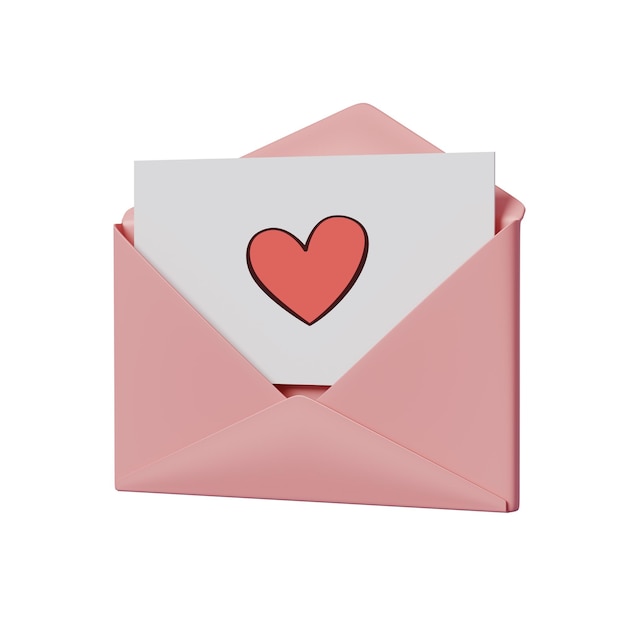Carta de amor de envelope aberto