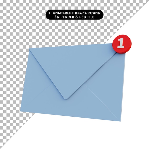 PSD carta de renderização 3d com notificação