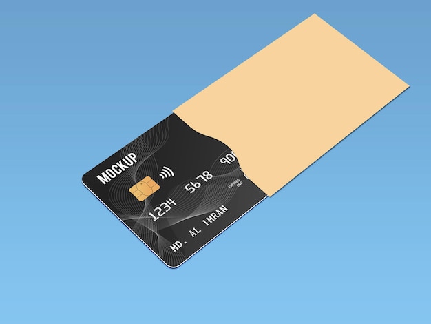 Carta di debito Smart Card Carta di plastica in carta protettiva Mockup