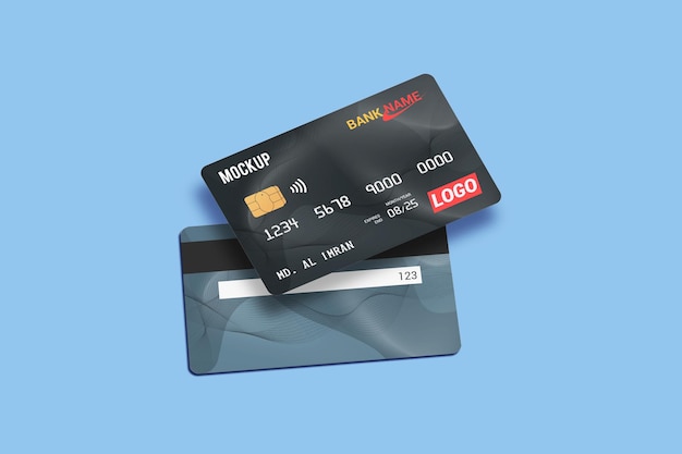 Carta di debito Smart Card Carta di plastica Mockup Lato anteriore e posteriore