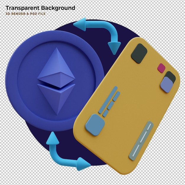 Carta di etherium di criptovaluta 3d