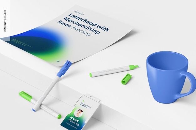 Carta intestata e articoli di merchandising Mockup