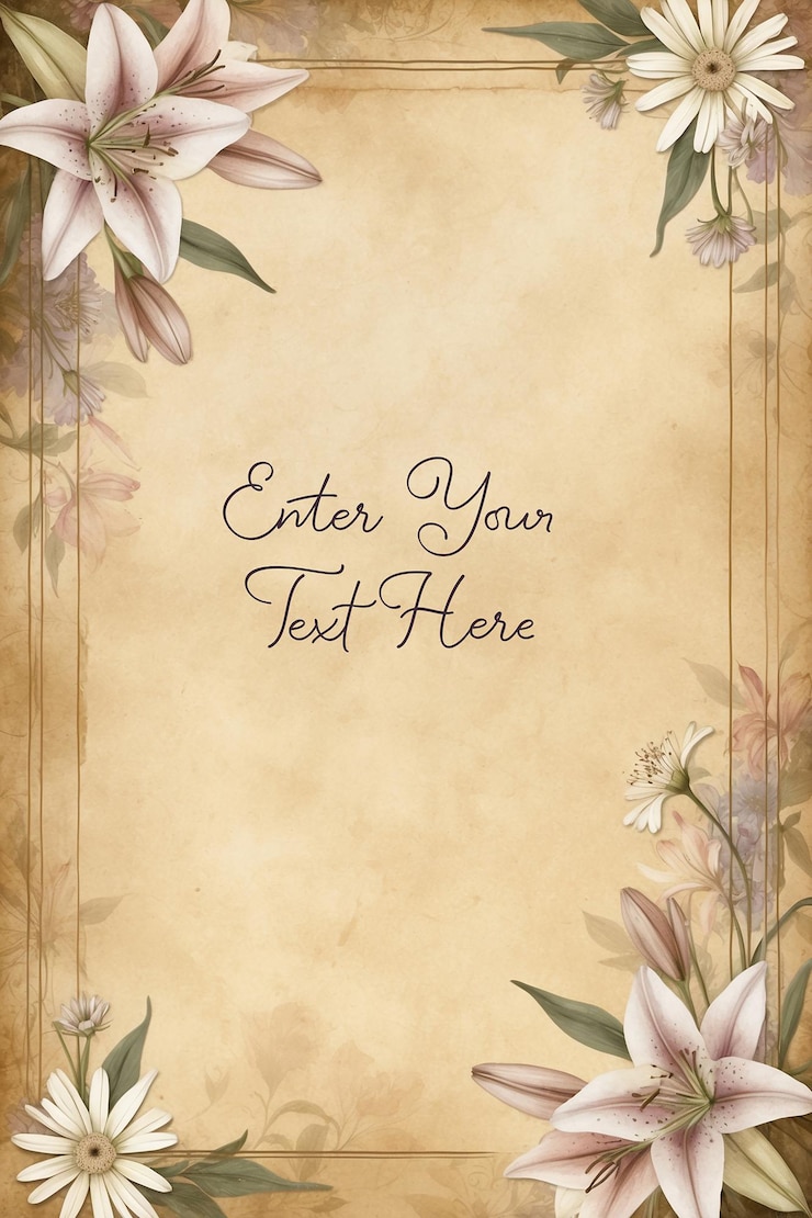 PSD carta lettera vintage vecchio stile floreale rose peonie gigli ortizie orchidee tulipani matrimonio