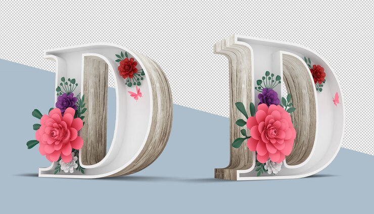 PSD carta de madera con decoración de flores de colores