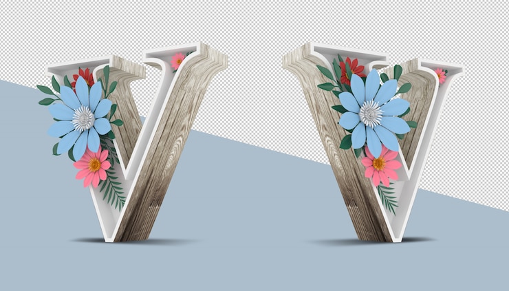 PSD carta de madera con decoración de flores de colores