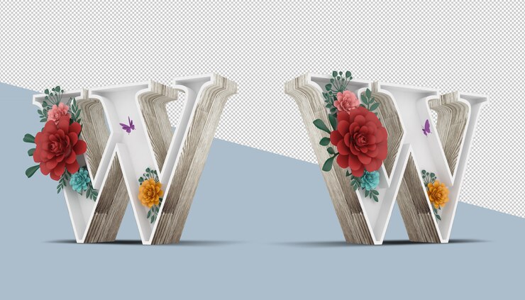 PSD carta de madera con decoración de flores de colores