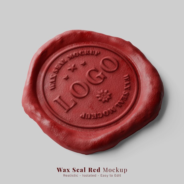 PSD carta postal especial círculo de sellado vela roja sello de cera maqueta de efecto de texto