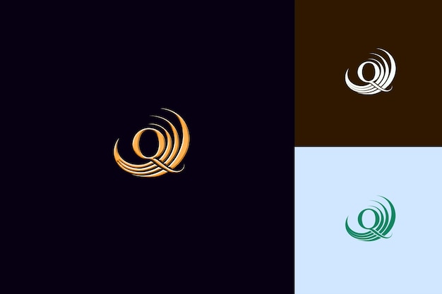 Carta Q con estilo de diseño de logotipo dinámico con Q en forma de naturaleza Colecciones de vectores abstractos