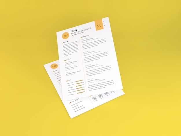 Carta Realista Tamaño Curriculum Vitae Maqueta Tempate