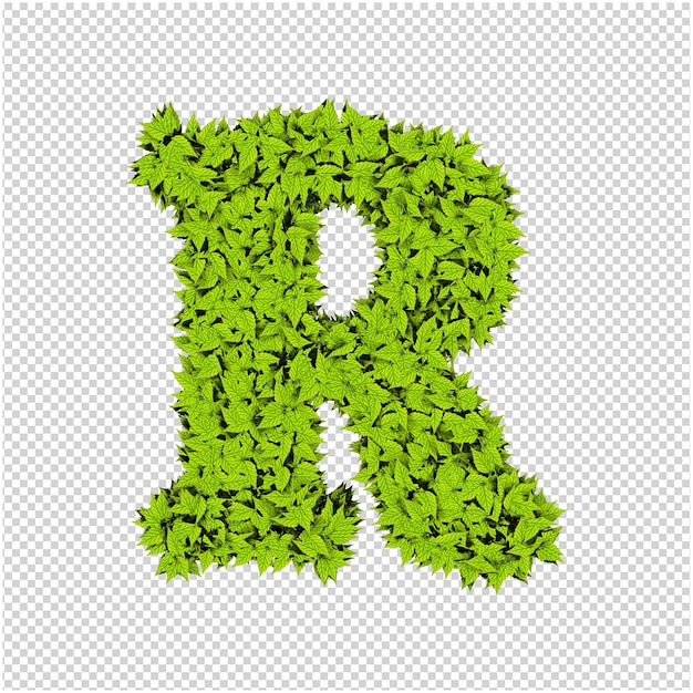 Carta de representación 3d de hojas verdes