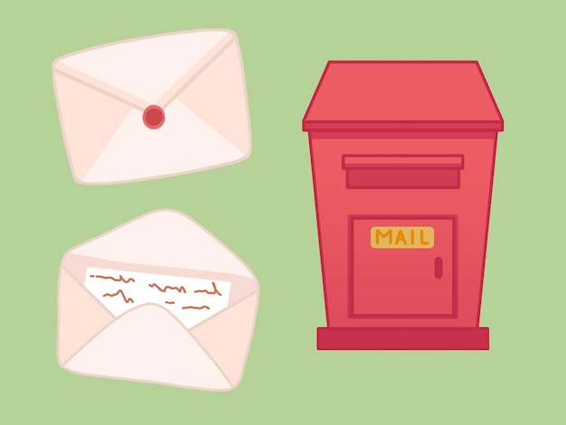 una carta en un sobre de buzón rojo