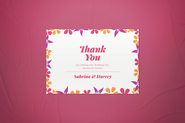 PSD cartão de agradecimento floral feminino colorido