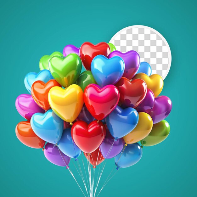 PSD cartão de aniversário decorativo de balões multicoloridos em fundo transparente