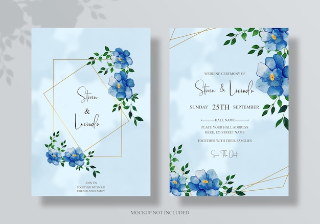 Cartão de convite de casamento elegante e romântico com flores e folhas macias de desenho à mão psd