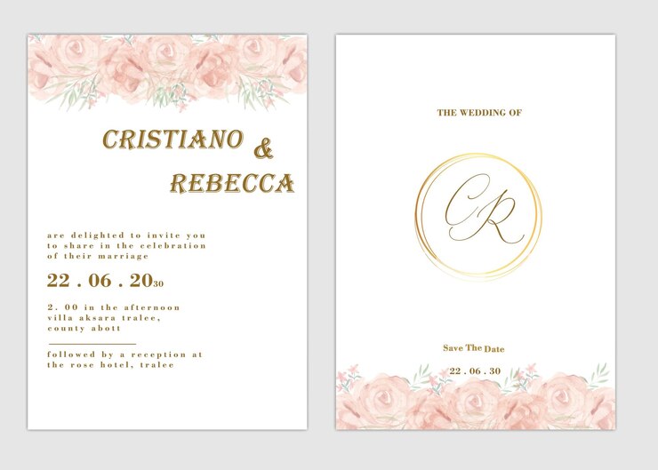 PSD cartão de convite de casamento moderno com lindas flores