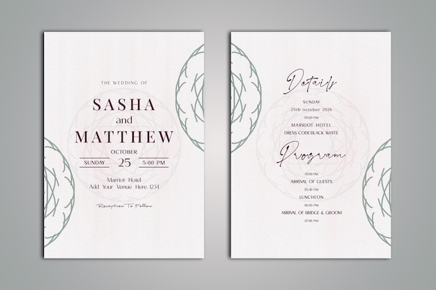 Cartão de convite de casamento simples e minimalista