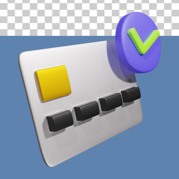 PSD cartão de crédito verificado ilustração 3d