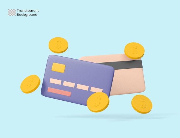 cartão de débito de renderização 3D isolado útil para o design corporativo e financeiro da economia da empresa de negócios