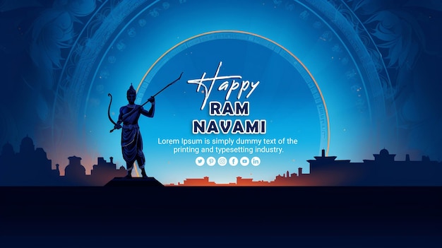 PSD cartão de desejos do festival de shree ram navami e fundo