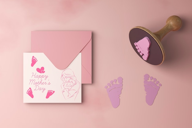 PSD cartão de dia das mães comemoração com maquete