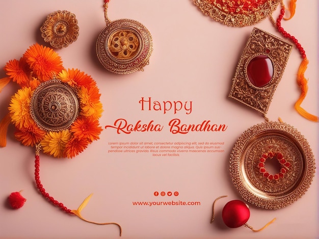 PSD cartão de felicitações raksha bandhan com design de estilo étnico